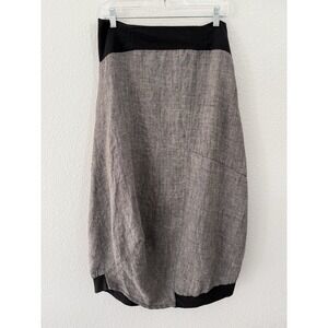 Dress To Kill Linen Balloon Parachute Skirt Size 1 Grey Black Lagenlook Artsy